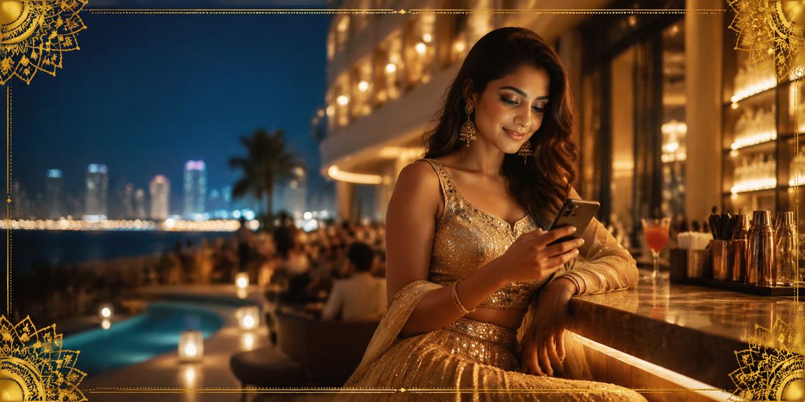 Happy player using mobile casino in India on phone